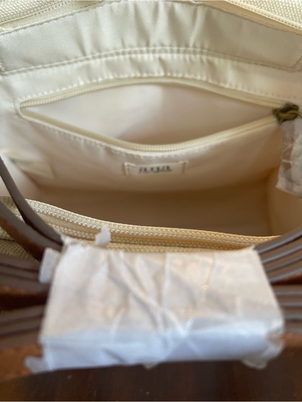 NWT a.n.a Cream Woven Tote Bag geometric Southwestern-style diamond pattern - Picture 6 of 10